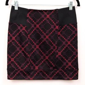 Free People Mini Tube Skirt Diamond Lattice Print Stretchy Bodycon Black Small